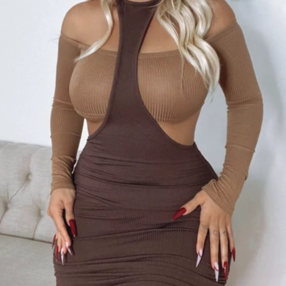 Got It Like That Dress Set - Brown/combo